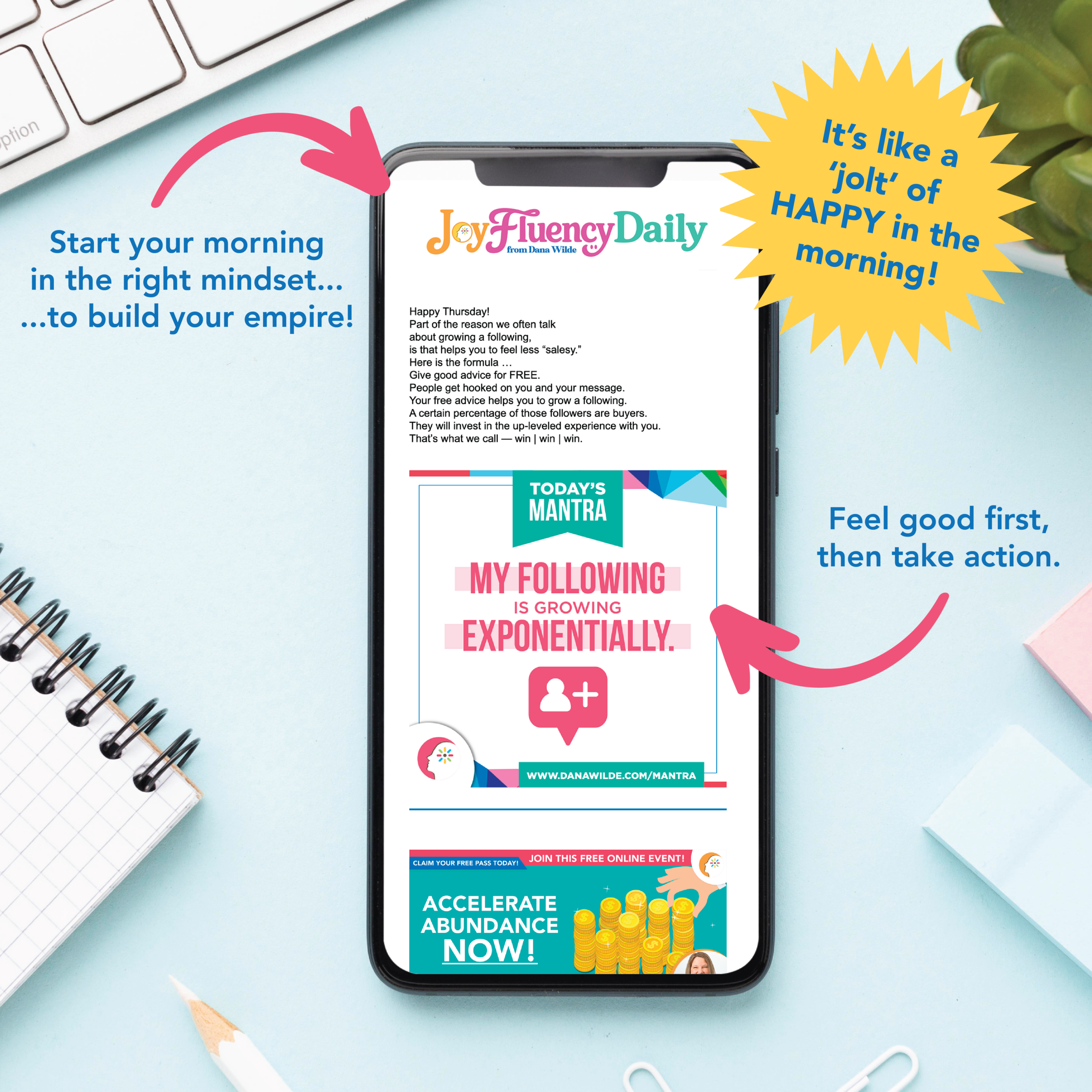 JoyFluency Daily on a phone